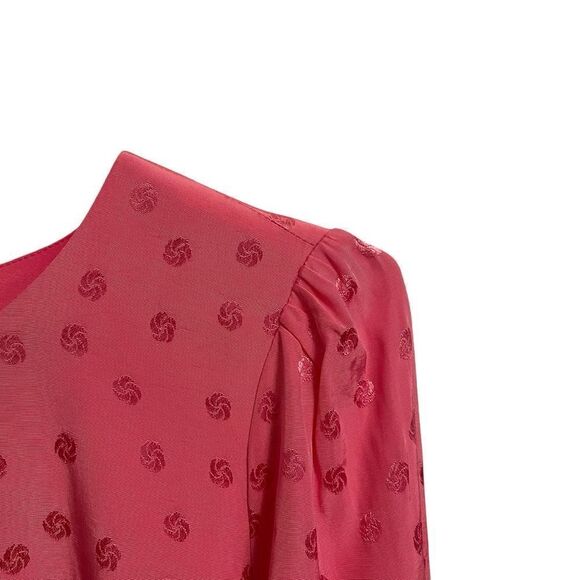 J. Crew Shift Dress in Jacquard Floral Dot Pink Long Sleeve Button Cuffs Size 6 - Picture 2 of 8